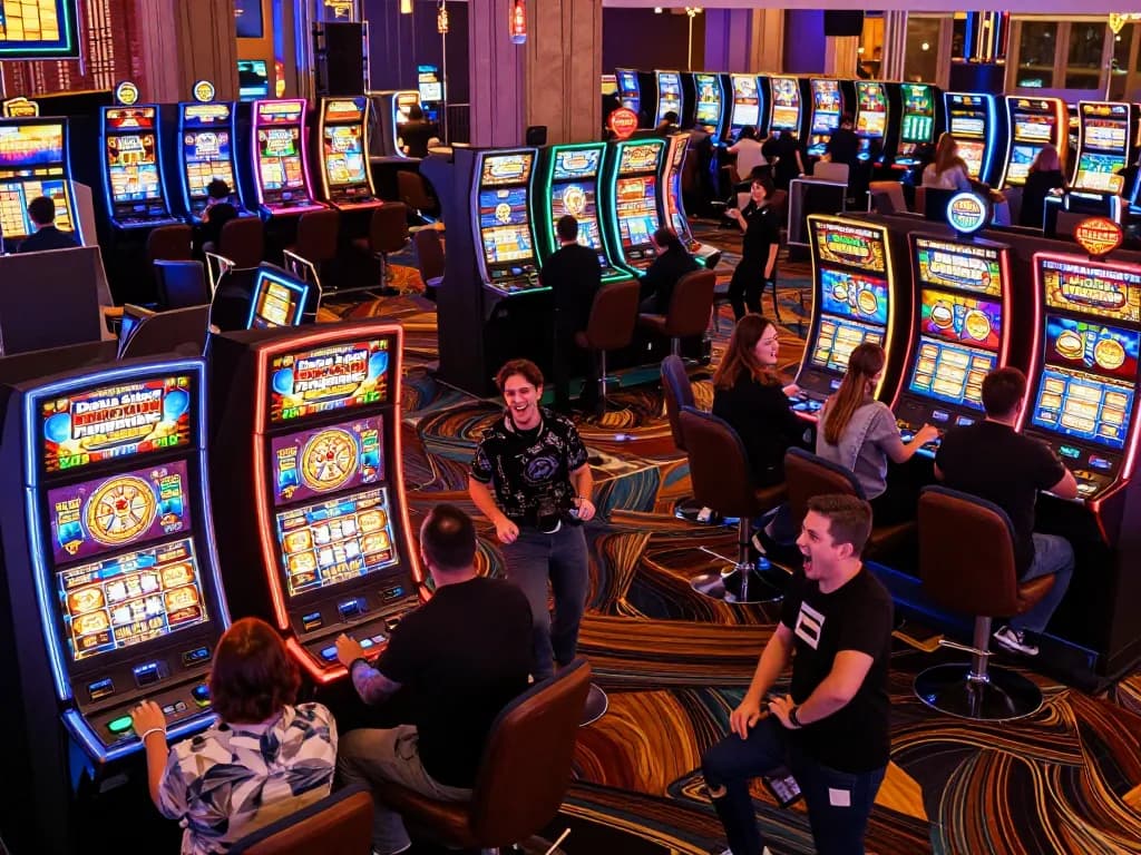 Players enjoying the excitement of Demo Slot Pragmatic on a vibrant casino floor.