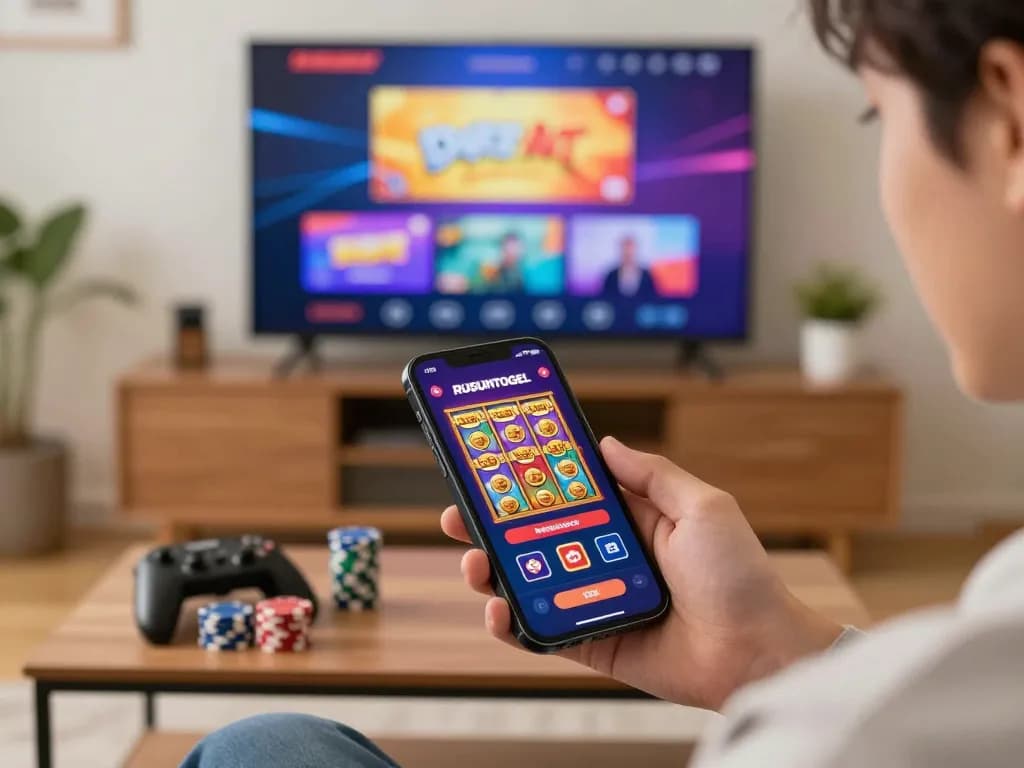 Engaging with the RUSUNTOGEL mobile platform for an exciting gaming experience.