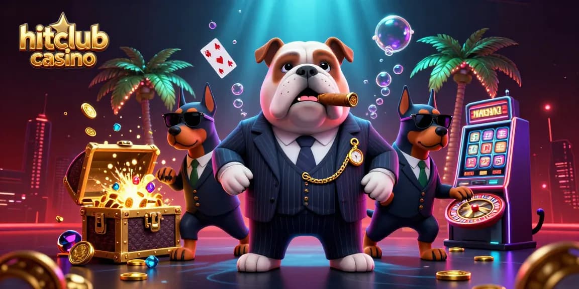 Experience the vibrant excitement of hitclub casino with the mafia bulldog and bodyguard Dobermans!