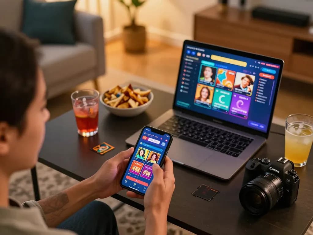 Player engaging with the OKFUN app on smartphone at home, showcasing exciting online casino experience.