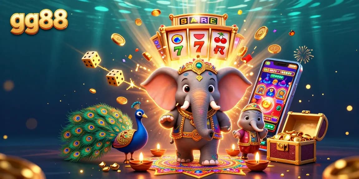 Engage with gg88's vibrant casino world featuring rich symbols, colorful game dynamics, and festive elements.
