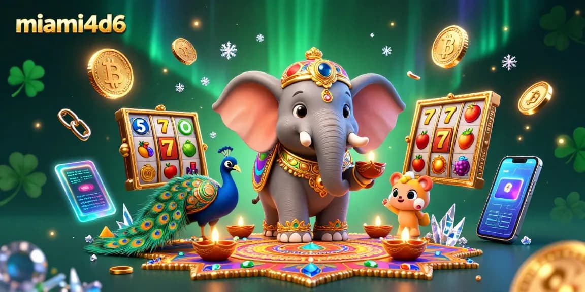 Experience thrilling online slots with miami4d6's vibrant Diwali-themed casino scene.