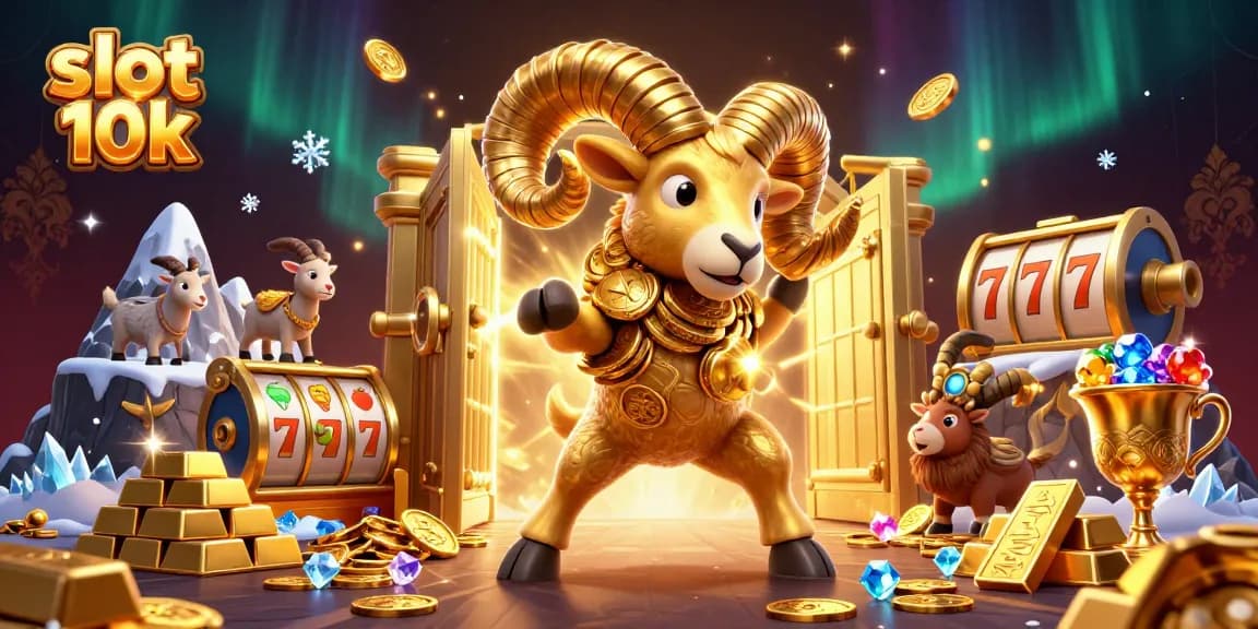 Win big with slot 10k in a vibrant 3D illustration showcasing gold coins and treasures.