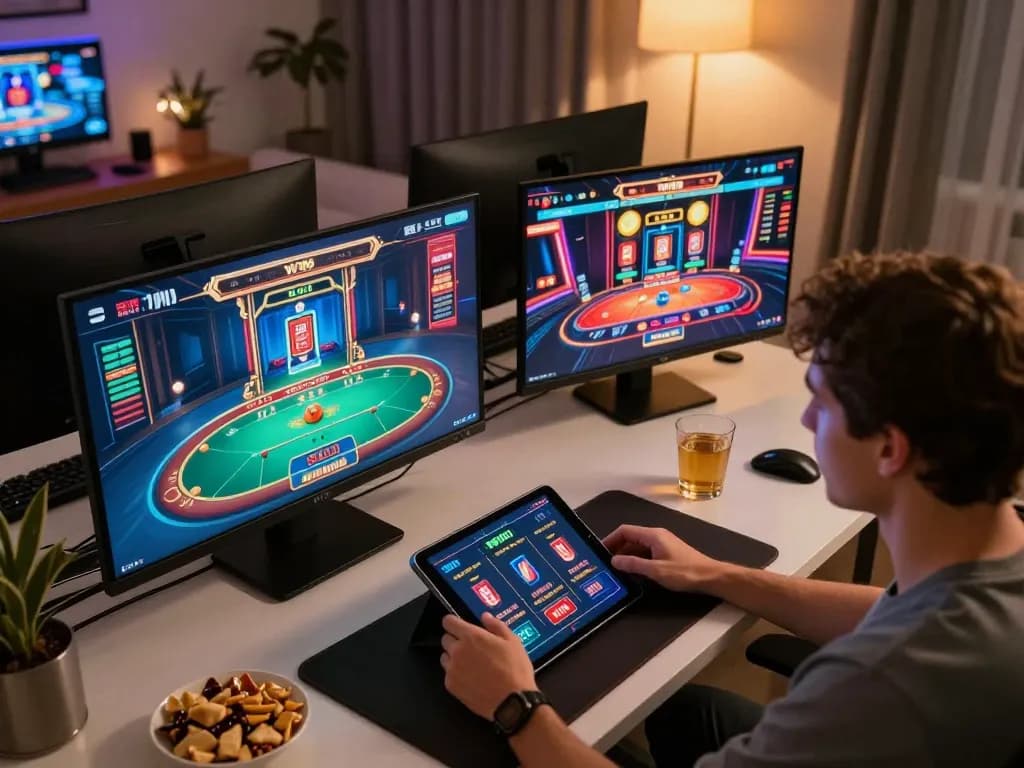 Experience exciting gameplay at W188 online casino with multiple vibrant games displayed on screens.