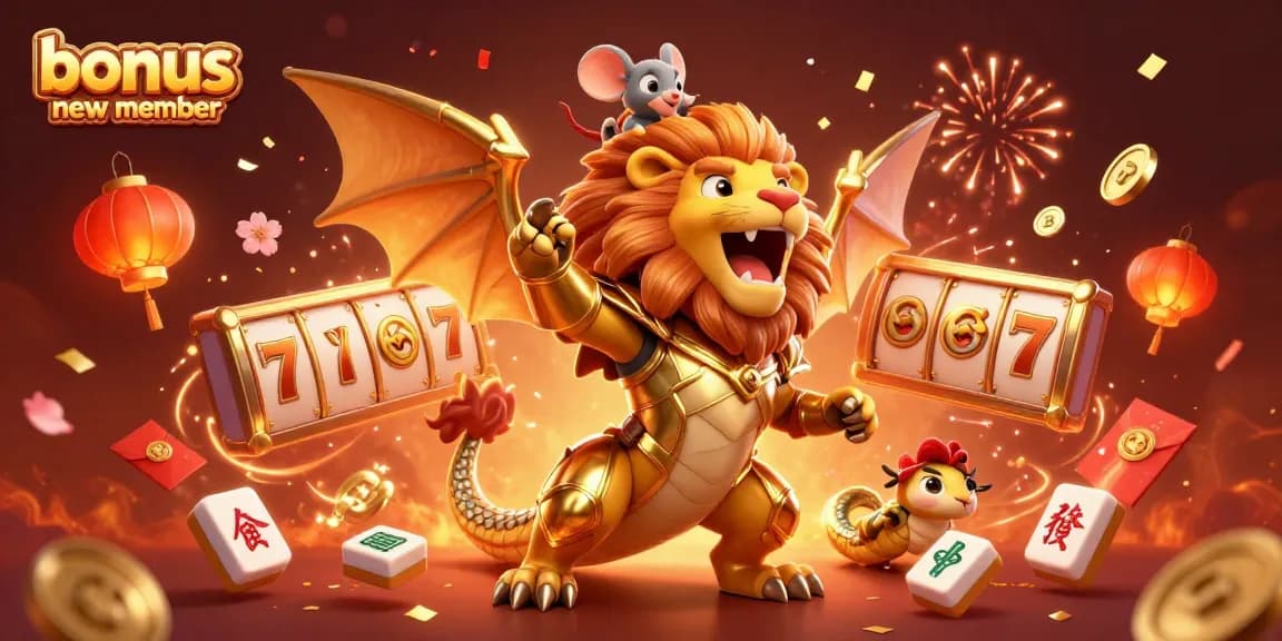 Experience exciting gameplay with the bonus new member offer featuring a vibrant 3D casino scene.