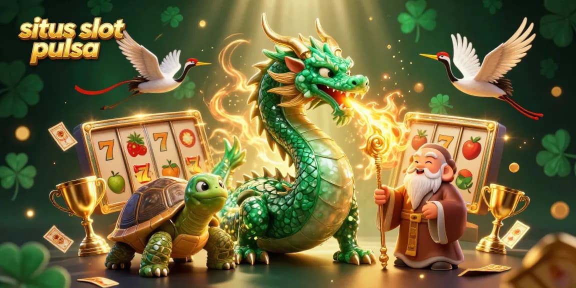 Rasakan permainan yang mendebarkan di situs slot pulsa sambil terlibat dengan ilustrasi bertema kasino yang cerah.