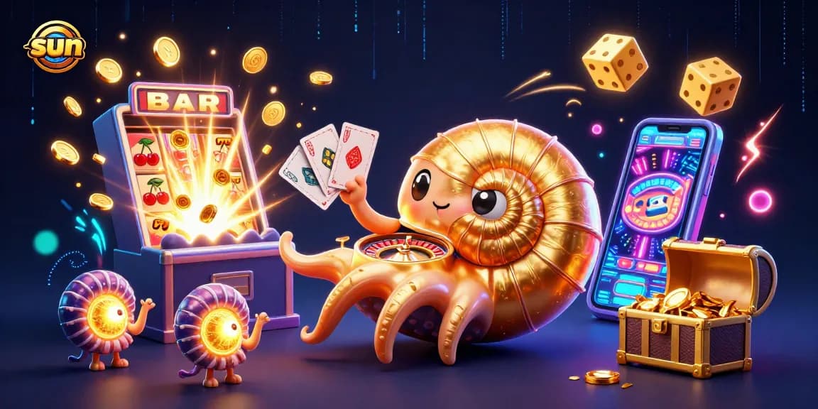Engage in exhilarating sun-themed casino action with vibrant 3D characters in an electrifying setting.