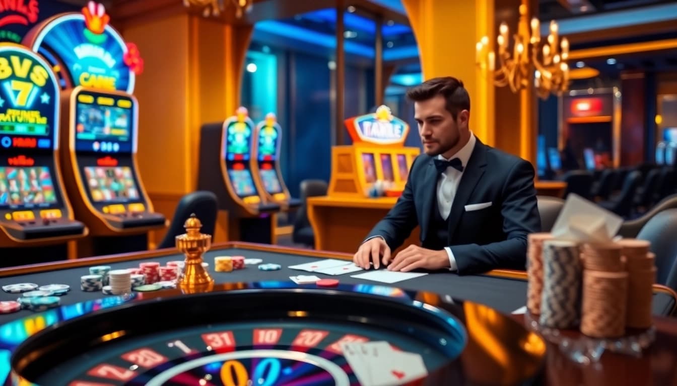 Experience thrilling gaming at https://789club.quest/ with vibrant casino visuals of tables, cards, and chips.