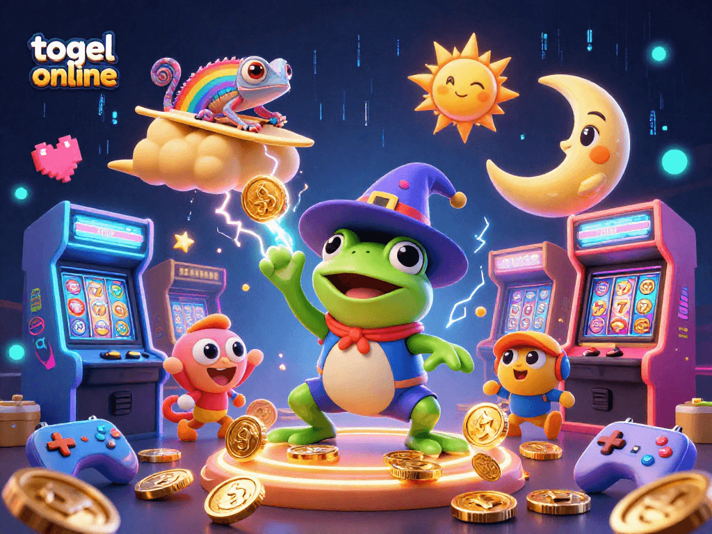 Engage in thrilling togel online gameplay amidst dynamic casino imagery showcasing magical characters and vibrant elements.