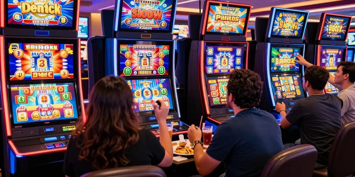 Exciting players celebrating wins on bonus buy slots in a vibrant online casino environment.