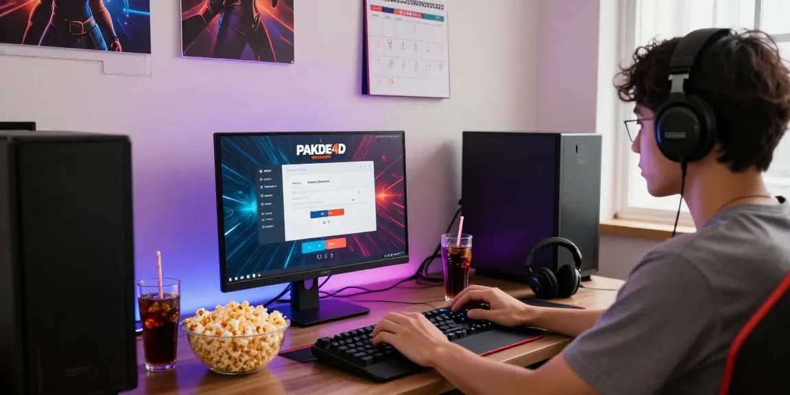 Pakde4d online gaming setup with a user accessing Togel login page and vibrant workspace.