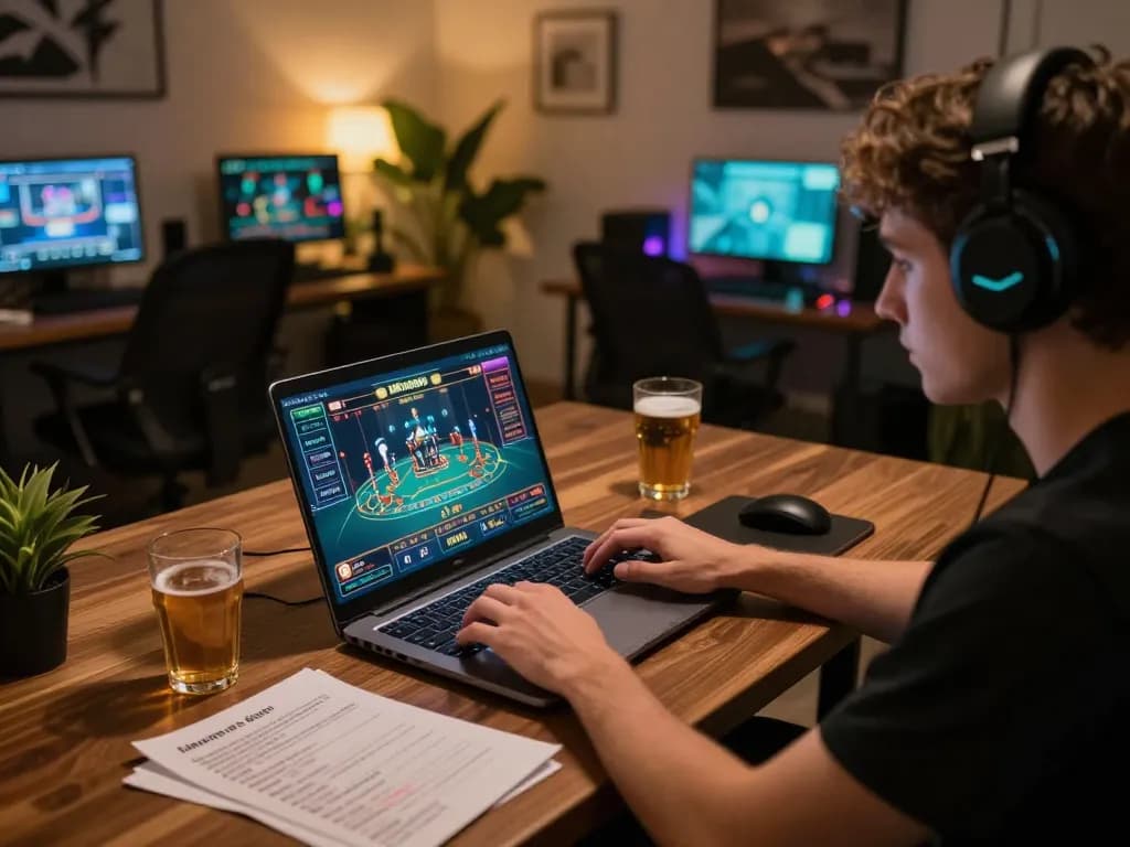 Engaging in strategic gameplay on Rik vip through a cozy online gaming setup.