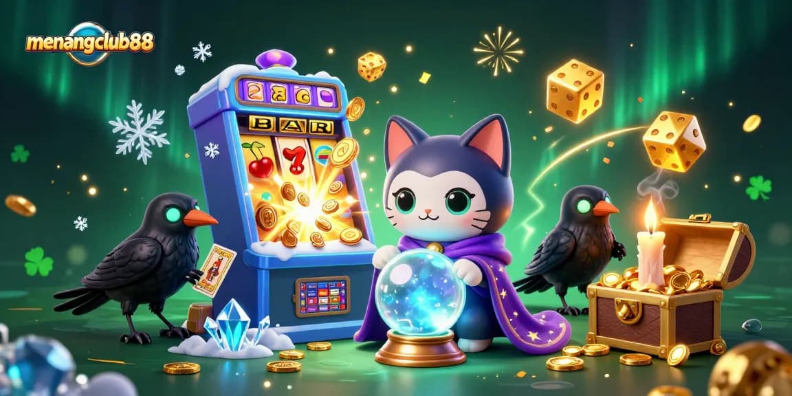 Experience the excitement of menangclub88's vibrant online casino with colorful slot and tarot elements.