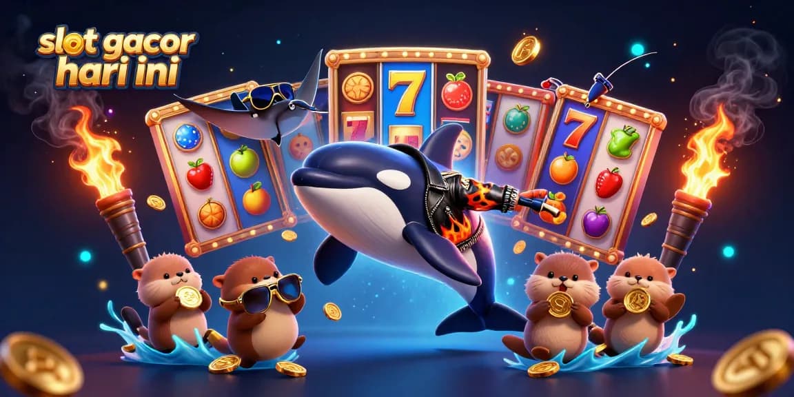 Engaging scene of slot gacor hari ini with cartoon characters and vibrant slot reels.