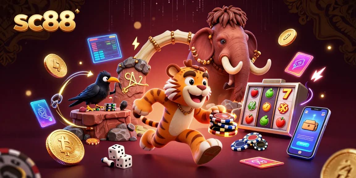Enjoy sc88's thrilling slot games with vivid 3D cartoon characters and cryptocurrency elements.