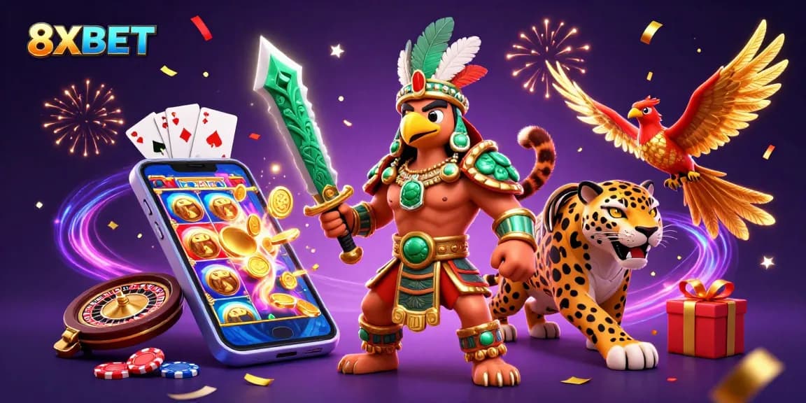 Experience the excitement of 8XBET with vibrant 3D casino characters and dynamic game elements.