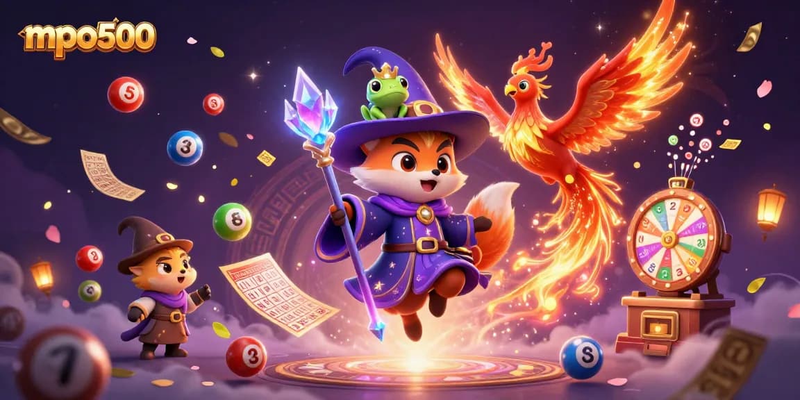 Play games and win with mpo500's vibrant 3D illustration of luck and magic.