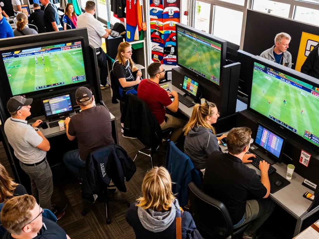 Fans actively betting and discussing strategies during a vibrant outdoor sports event, featuring f8beta2 highlights.