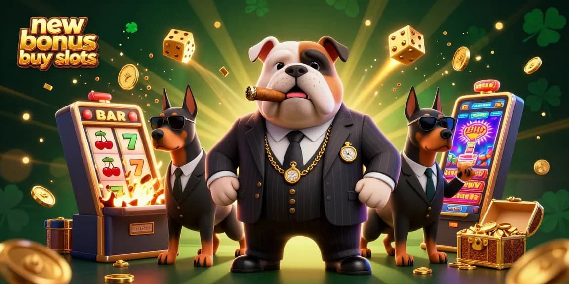 Experience new bonus buy slots excitement with 3D mafia boss and vibrant game elements.