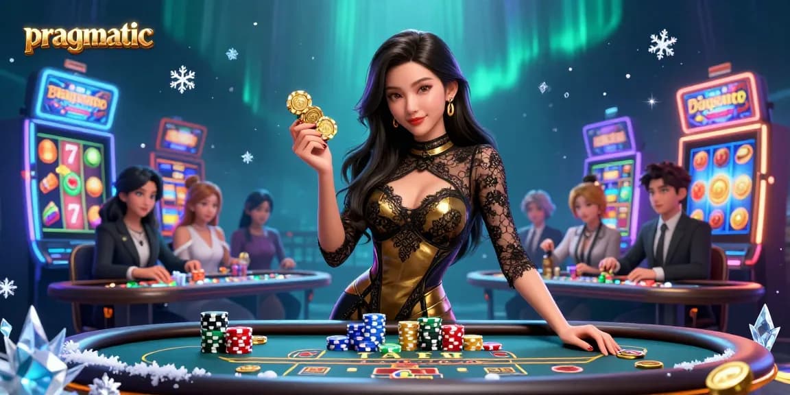 Experience immersive gaming with pragmatic slots and high-value casino chips in a vibrant scene.
