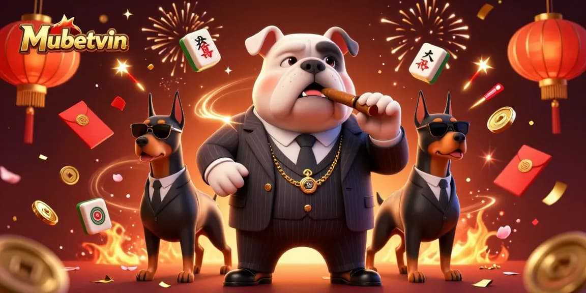 Mubetvin offers thrilling casino action with a mafia bulldog and bodyguards amidst golden game elements.
