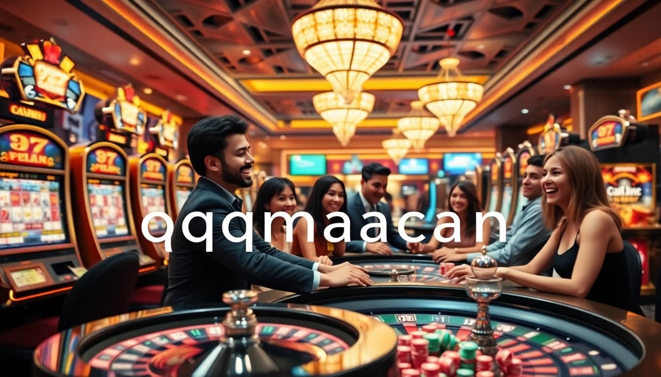 Experience the thrill of winning at qqmacan with vibrant slot machines and excited players.
