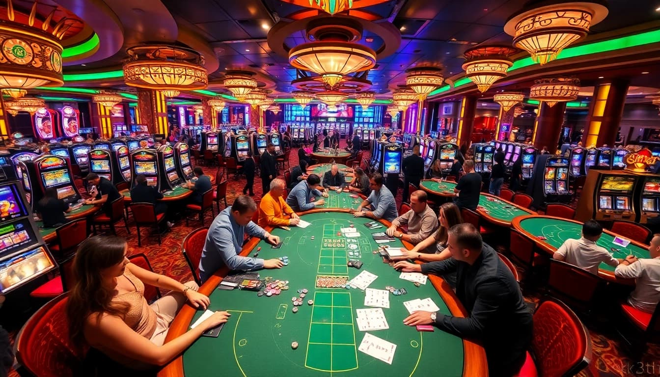 Excited players engaging with bk8th's vibrant casino gaming atmosphere.