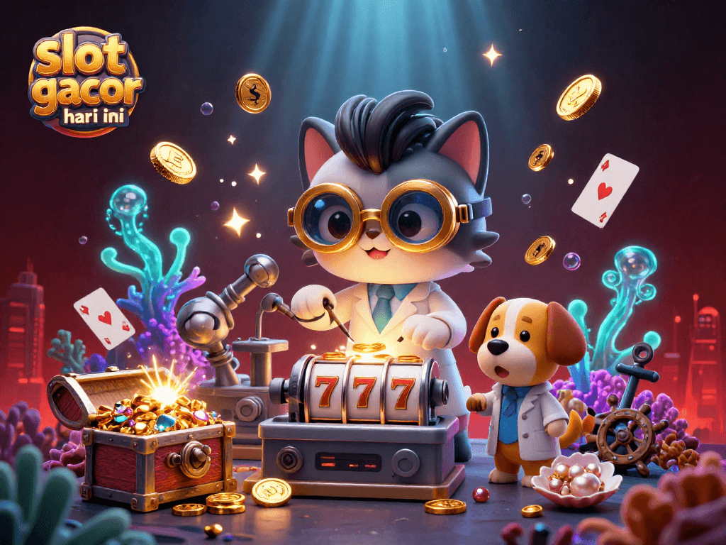 Experience the excitement of slot gacor hari ini with dynamic casino scenes featuring vibrant characters and rich game elements.