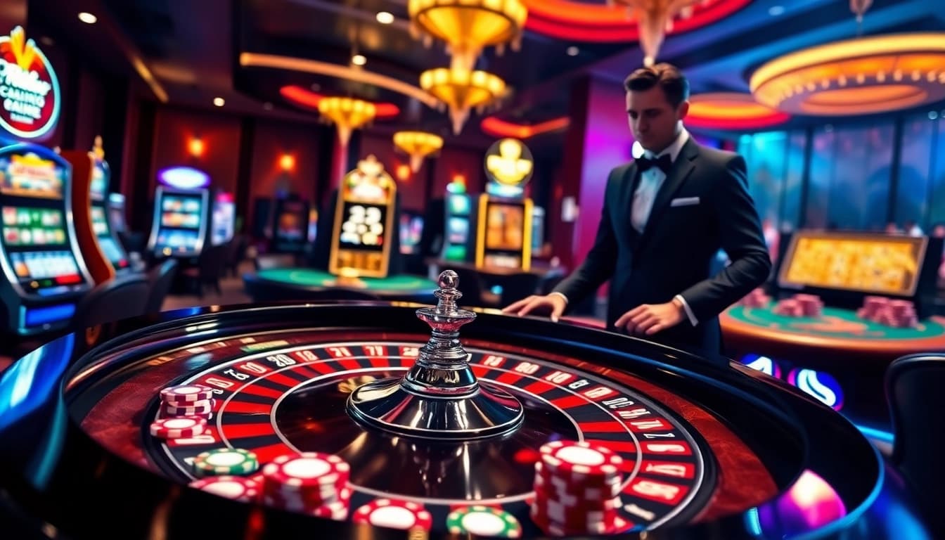 Exciting gaming action at https://okwin.blog/ featuring a vibrant roulette table and engaging players.