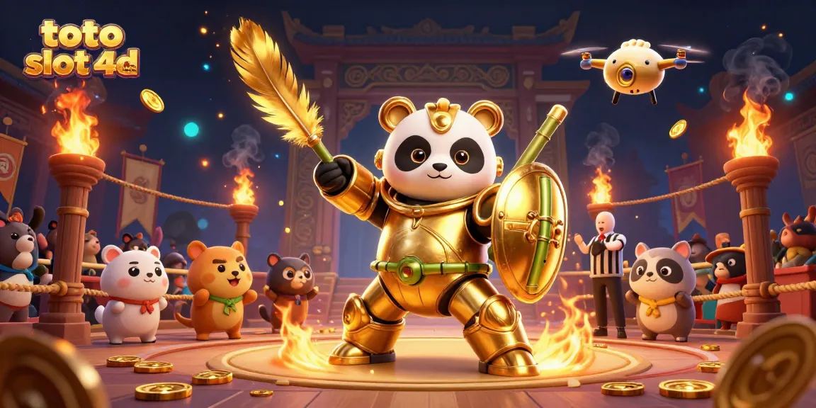 Experience exciting gameplay with toto slot 4d resmi showcasing vibrant golden visuals and dynamic action in a lively arena.
