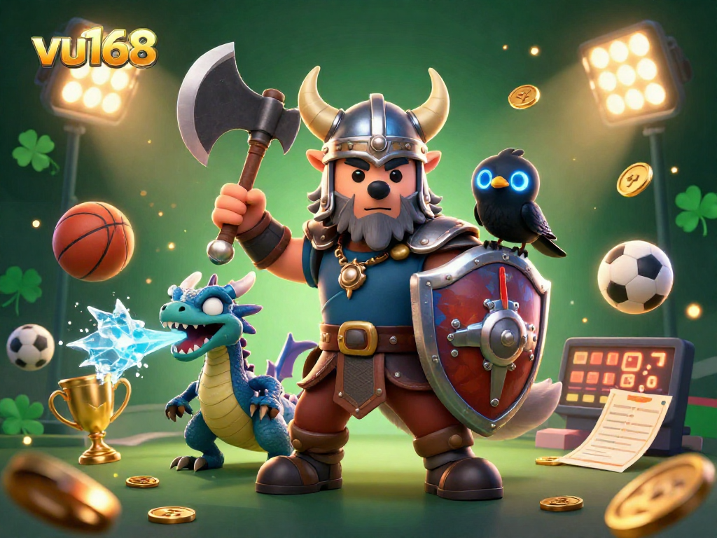 Bet on exciting sports with VU168 in a thrilling casino atmosphere featuring dynamic elements.
