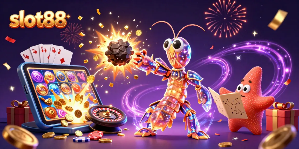 Permainan slot88 yang menggembirakan dengan karakter samurai mantis dan peta bintang berkilauan, memukau pemain!