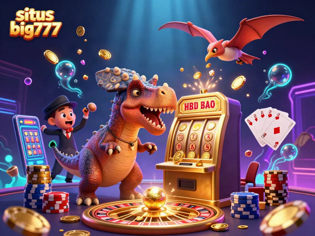 Experience thrilling payouts at situs big777 with cartoon dinosaurs in action, winning jackpots!