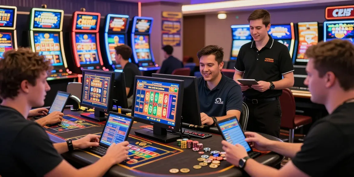 Players enjoying new online casinos with vibrant games, chips, and excitement.