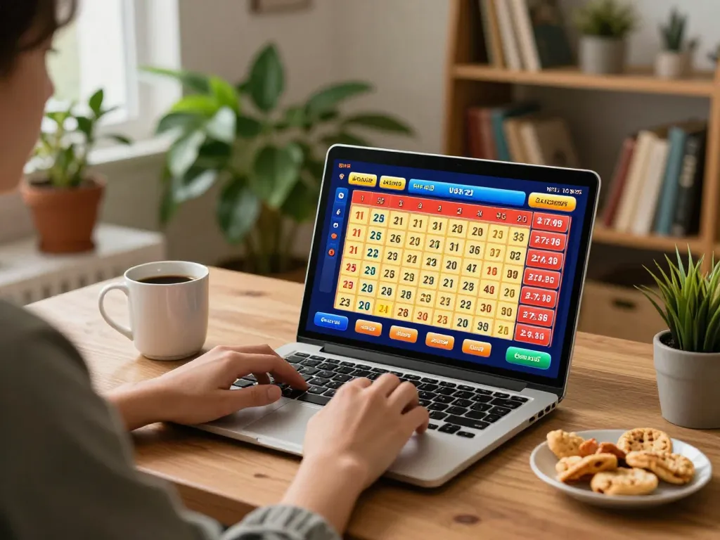 Lô đề online gameplay on a laptop in a cozy home office setting with snacks and warm lighting.
