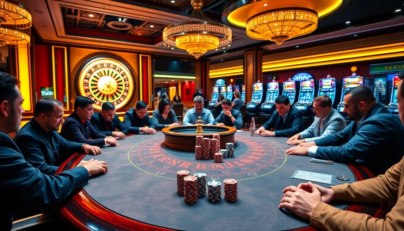 Experience thrilling gameplay at 789betevents with players celebrating wins at luxurious casino tables.