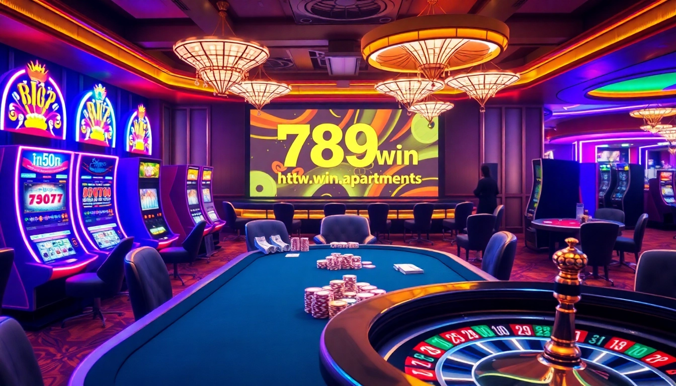 Experience the thrill of winning at https://789win.apartments/ with players engaged at colorful slot machines.
