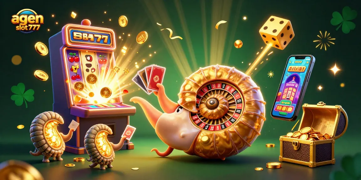 Experience thrilling wins with agen slot777 in this vibrant 3D casino illustration.