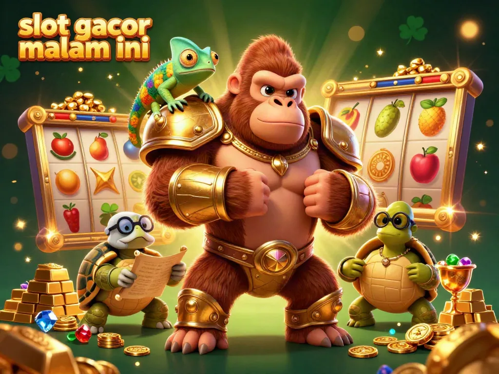 Engage with slot gacor malam ini in this vibrant 3D casino illustration featuring captivating characters and dynamic game elements.
