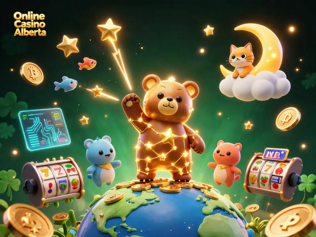 Experience exciting games at Online Casino Alberta, featuring constellation and vibrant casino elements.