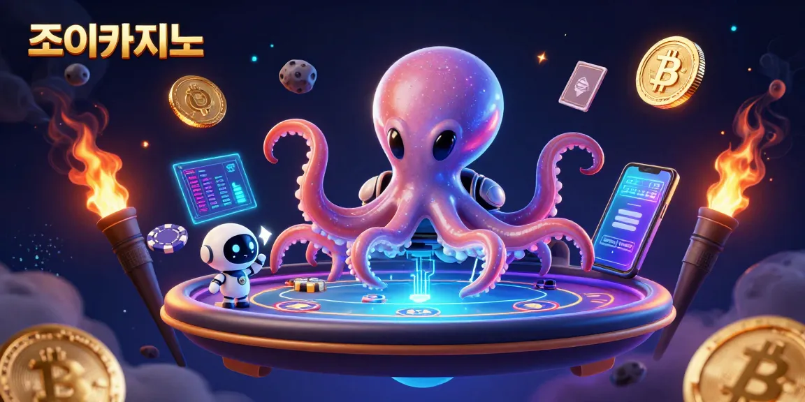Join 조이카지노 for thrilling gameplay with glowing neon NFTs and crypto elements!