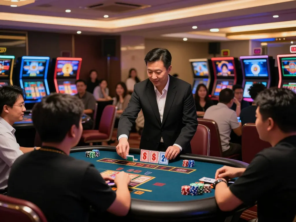 Watch togel singapore results unfold live at a vibrant casino with excited players.