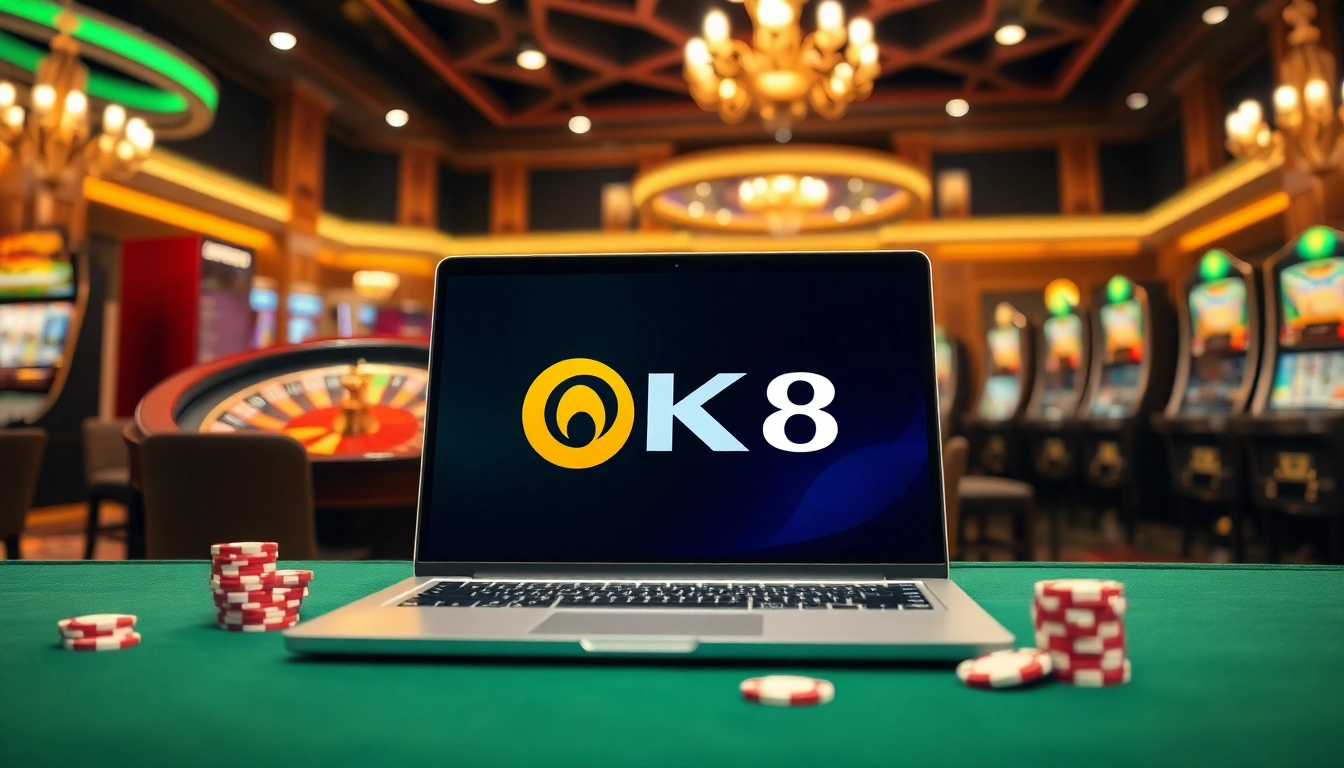 Experience the excitement at BK8 เว็บตรง with vibrant slot machines and a sophisticated poker setup.
