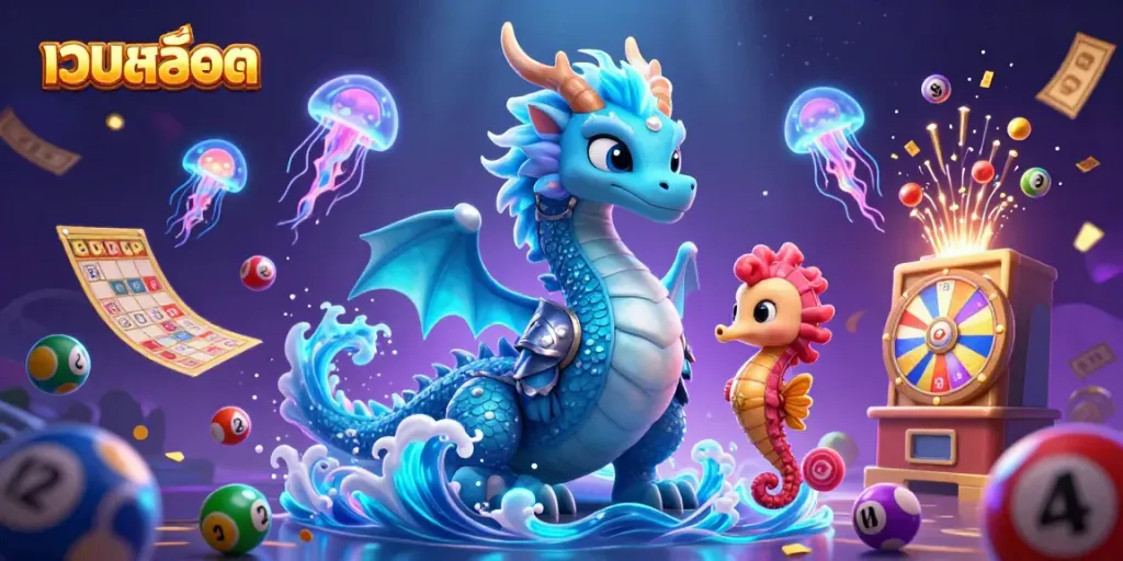 สัมผัสความสนุกในเว็บสล็อตผ่านภาพการ์ตูน 3D แสดงมังกรและนักรบในน้ำ