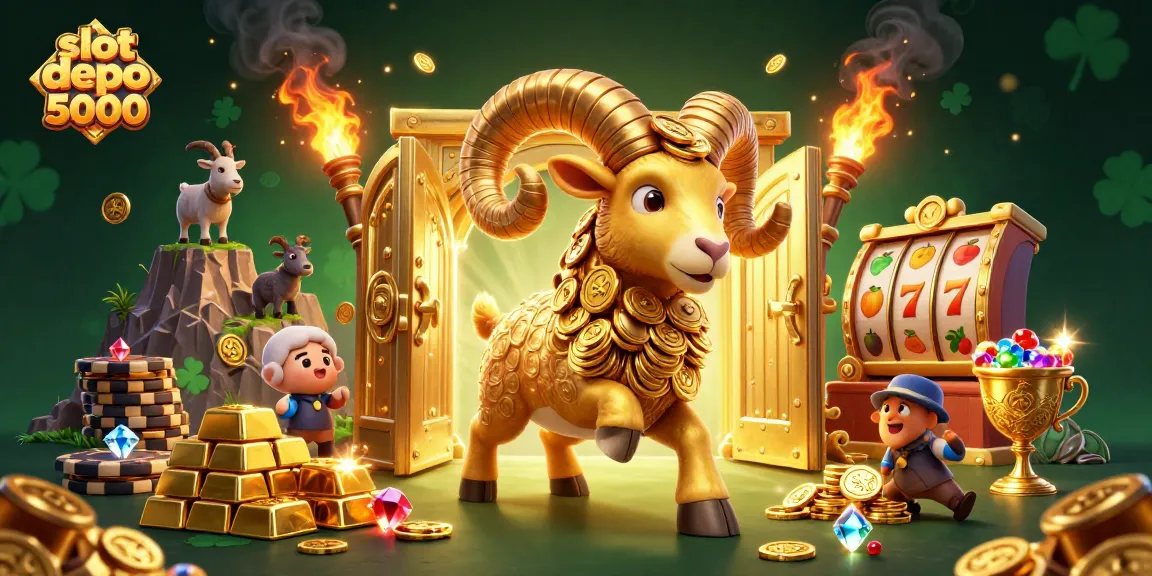 Experience excitement with slot depo 5000 as golden ram charges through treasure-filled casino