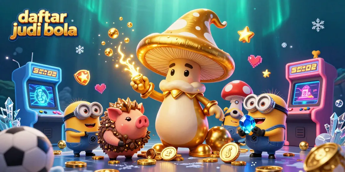 Engage with daftar judi bola in this vibrant 3D scene featuring golden magic, sports bets, and treasure!