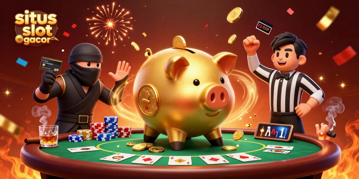 Engage in thrilling play at situs slot gacor with vibrant characters amid a bustling casino scene.
