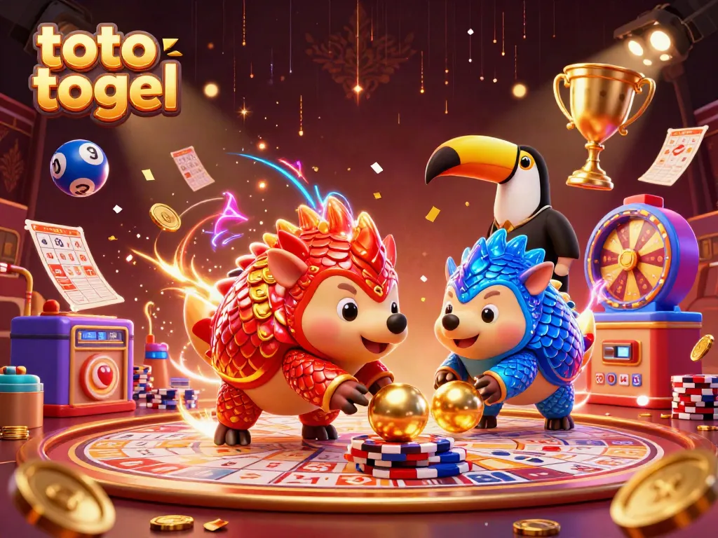 Experience the excitement of toto togel with dynamic pangolin mascots in a vibrant casino scene.