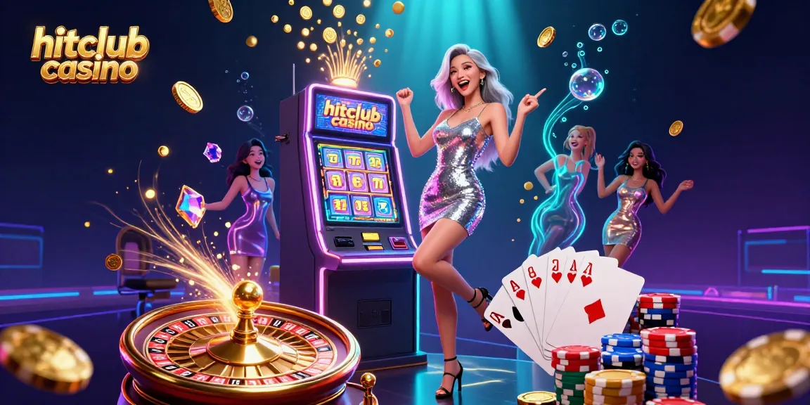 Experience the thrill of hitclub casino with this stunning jackpot scene featuring a celebrating Asian woman.