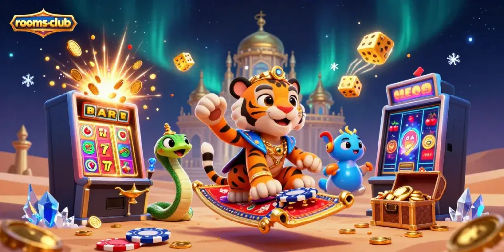 Menangkan slot di rooms-club dengan sultan karakter dan jackpot menggelegar dalam ilustrasi kasino digital.
